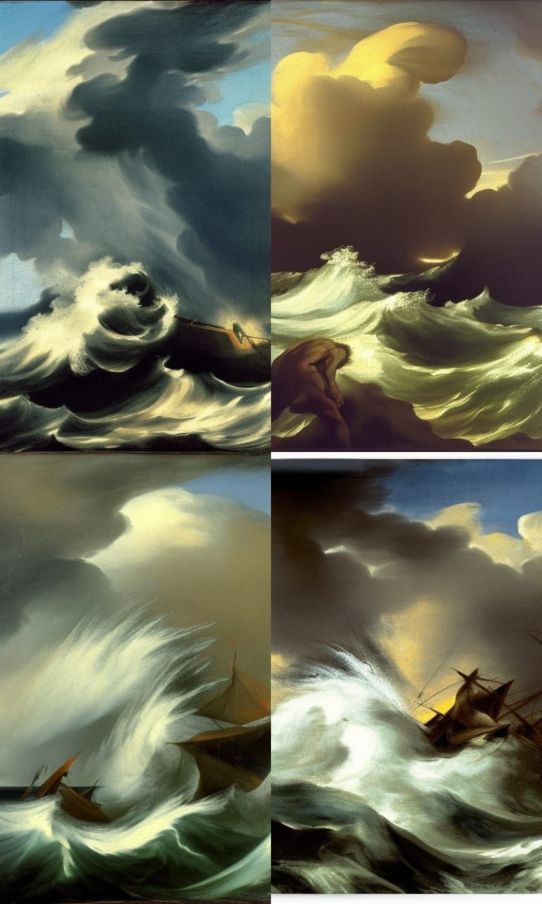 Storm tossed waves by artist Theodore Gericault