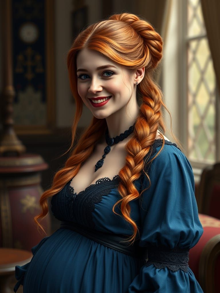 Elegant Duchess of the 1800s in Whimsical Fantasy Setting