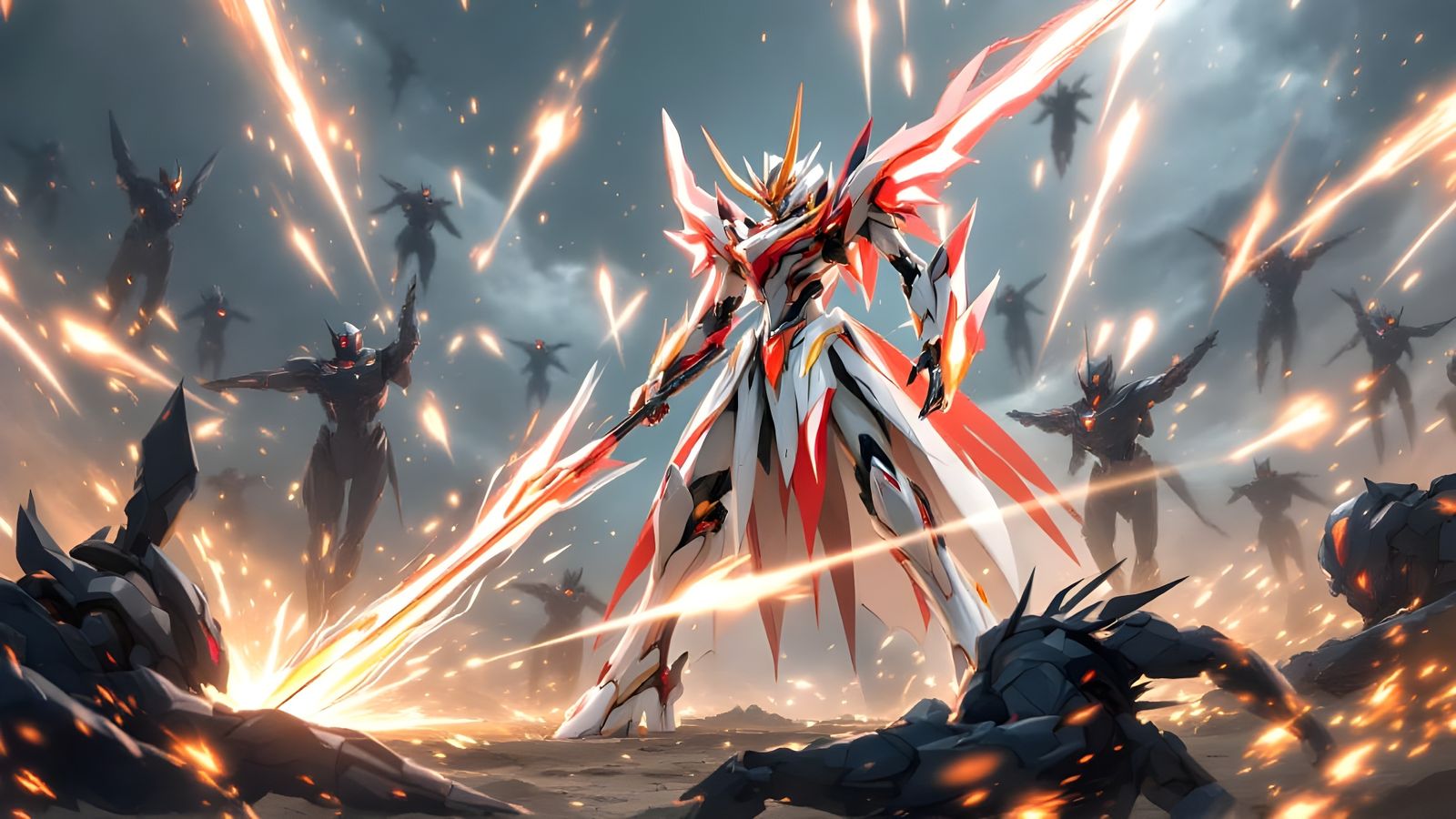  Strelizia mecha in battle from Darling in the Franxx  by @Gary Murakami