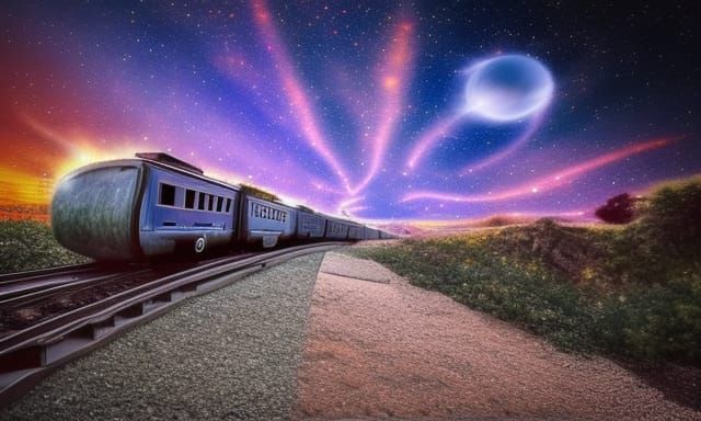 Ghost train flying through space