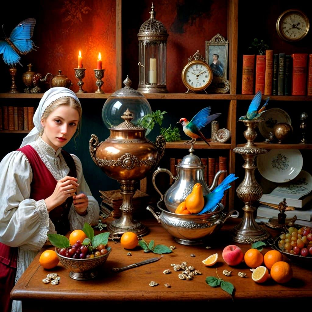 Portrait of a Charming Lady in Rich, Vivid Colors