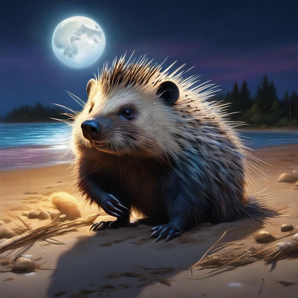 Porcupine Beaver Full Moon