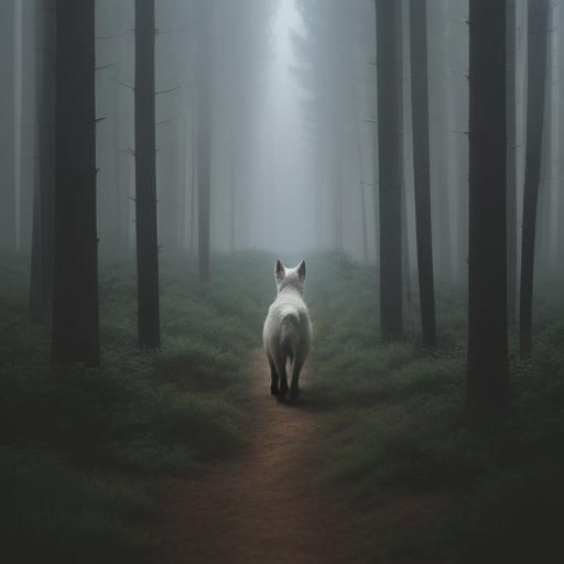 Lavender Fox in Moonlit Forest: Cinematic Film Still