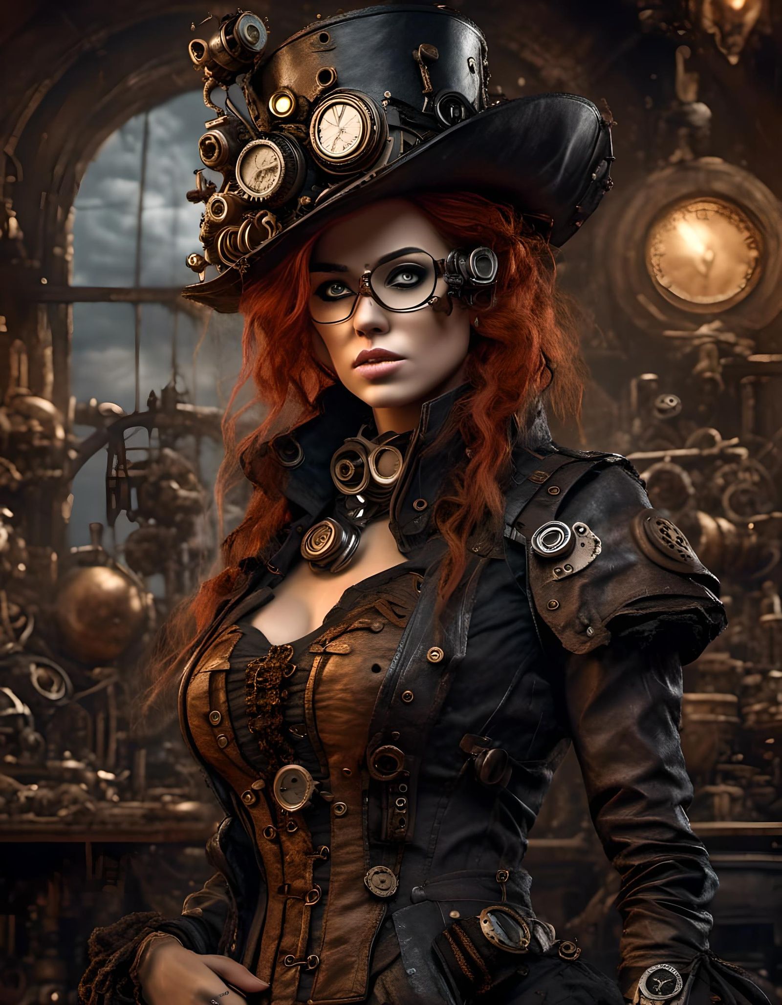 lora:Steampunk Aesthetics:1.0> Steampunk girl without bra, Gothic steampunk  girl, 8k, highly detailed, masterpiece, Epic photographic brill... - AI  Generated Artwork - NightCafe Creator