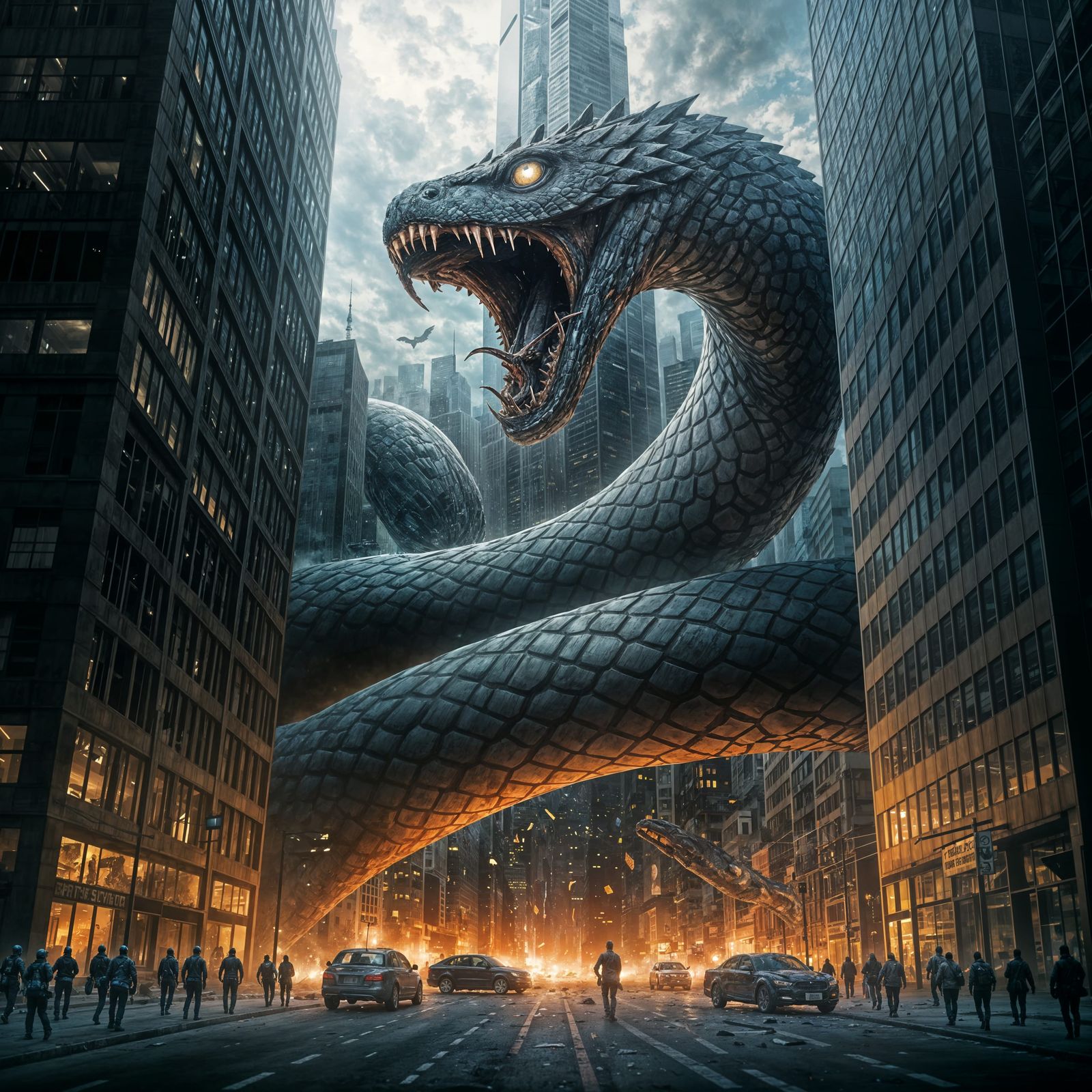 Gigantic Serpent appears in Metropolis  by @TSharp 