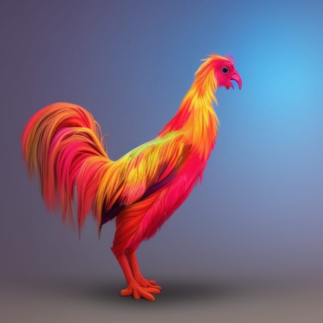 rare colorful and stunning neon rooster - AI Generated Artwork ...