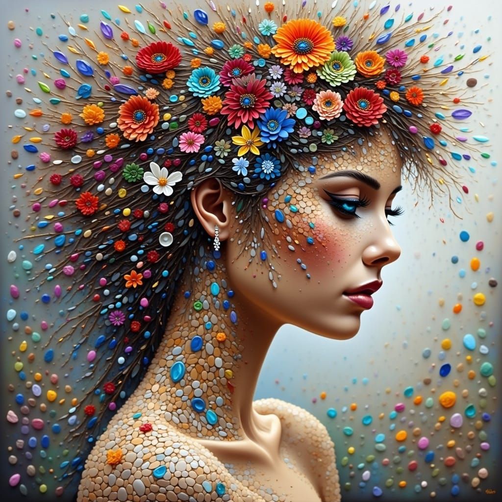 <lora:Pebble Art:1.0>@Budgie