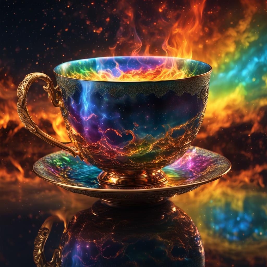 Ghilbi studio art;an epic surreal magic rainbow mirror fire ...