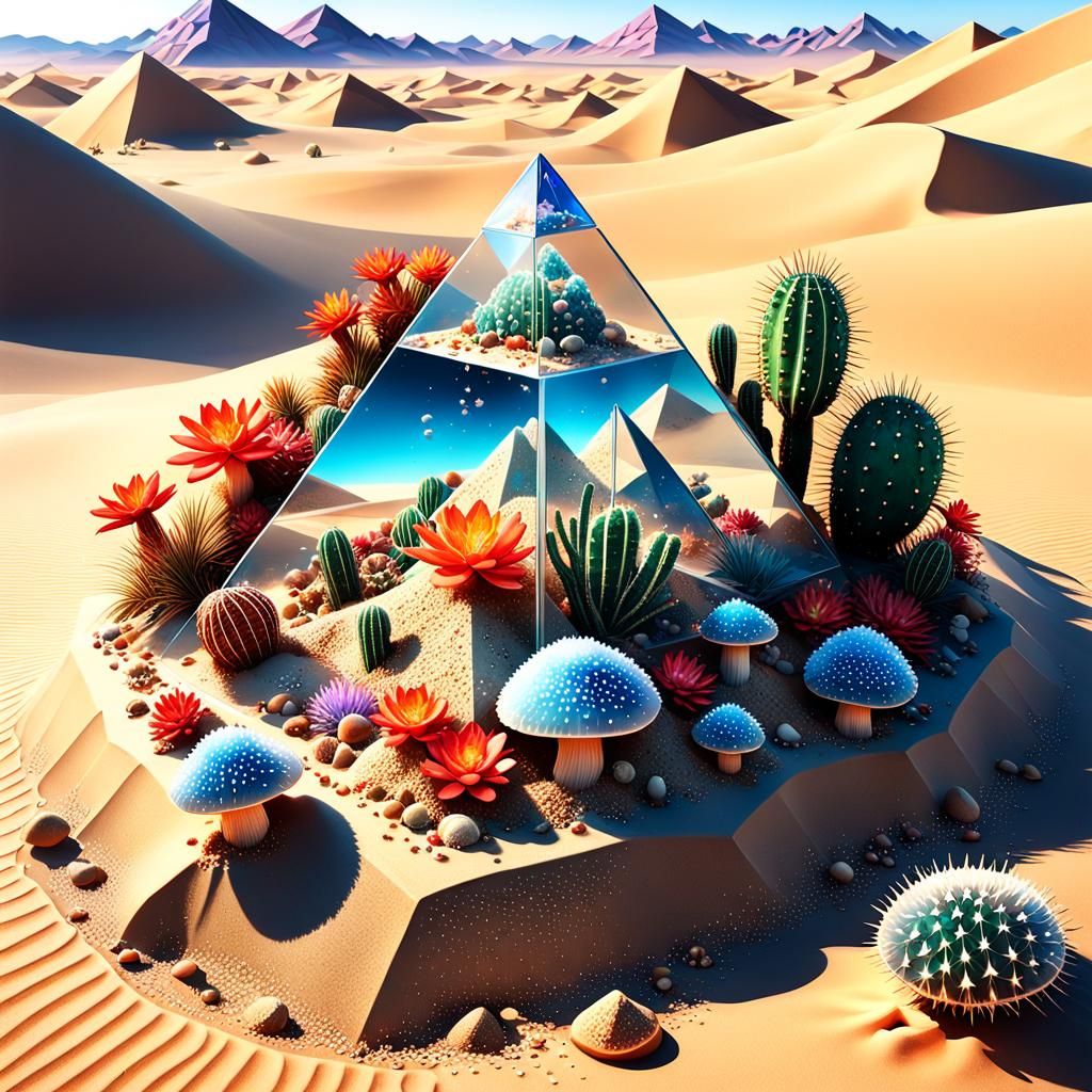 Quartz Pyramid Desert Dumortierite Mushrooms