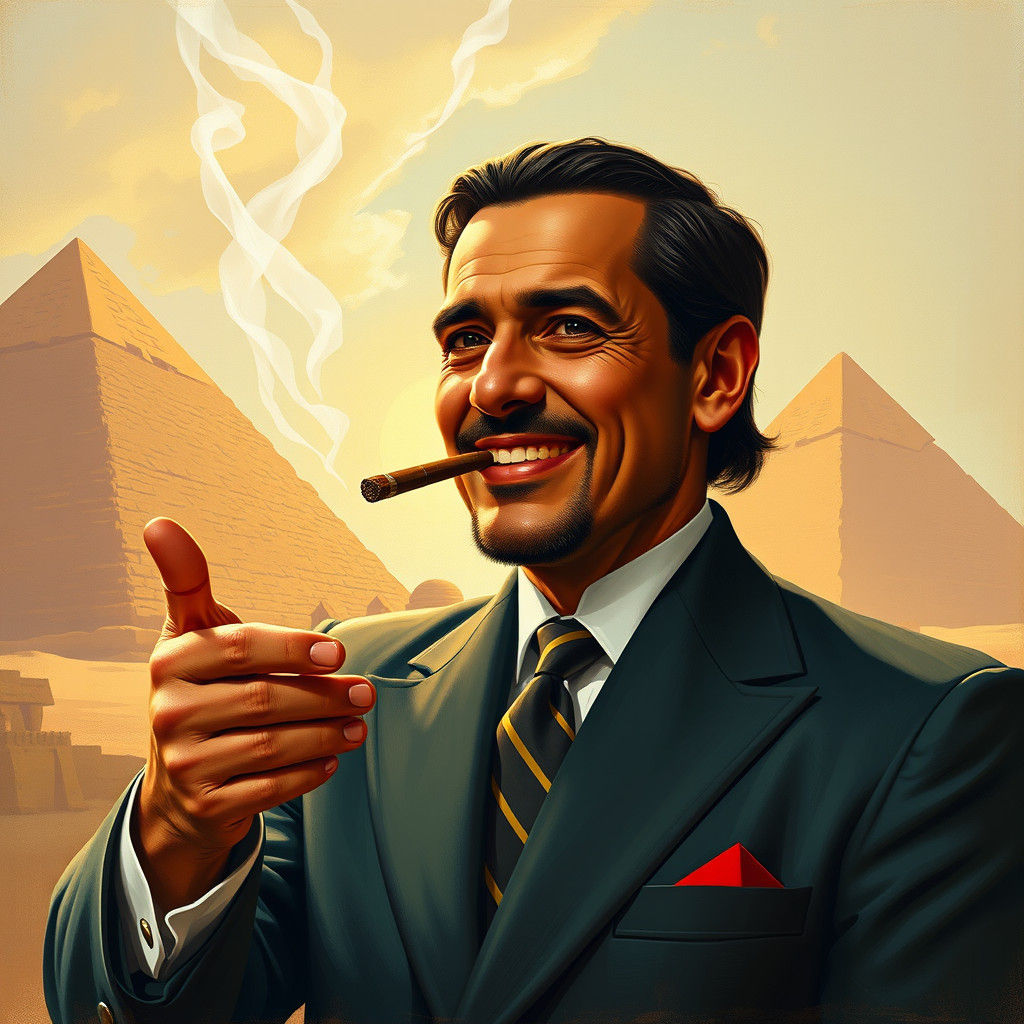 Egyptian President Offers Peace, Orientalist Painting Style