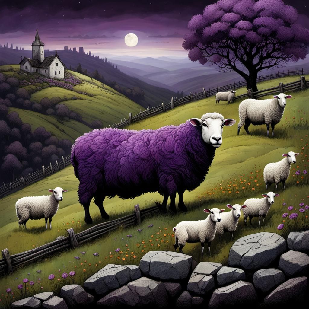 The meadows of the Hochrhön bloom purple and white, in betwe...