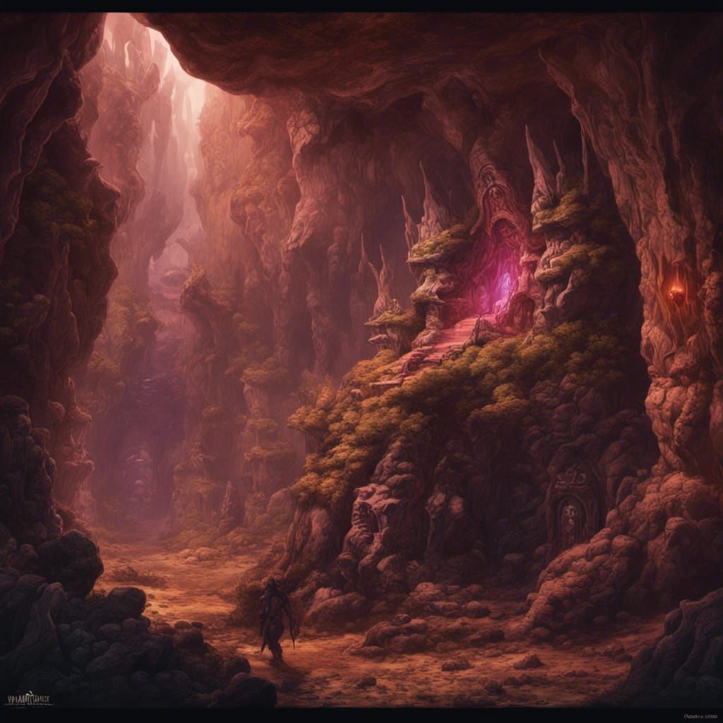 Mystical place inside a mazelike cave