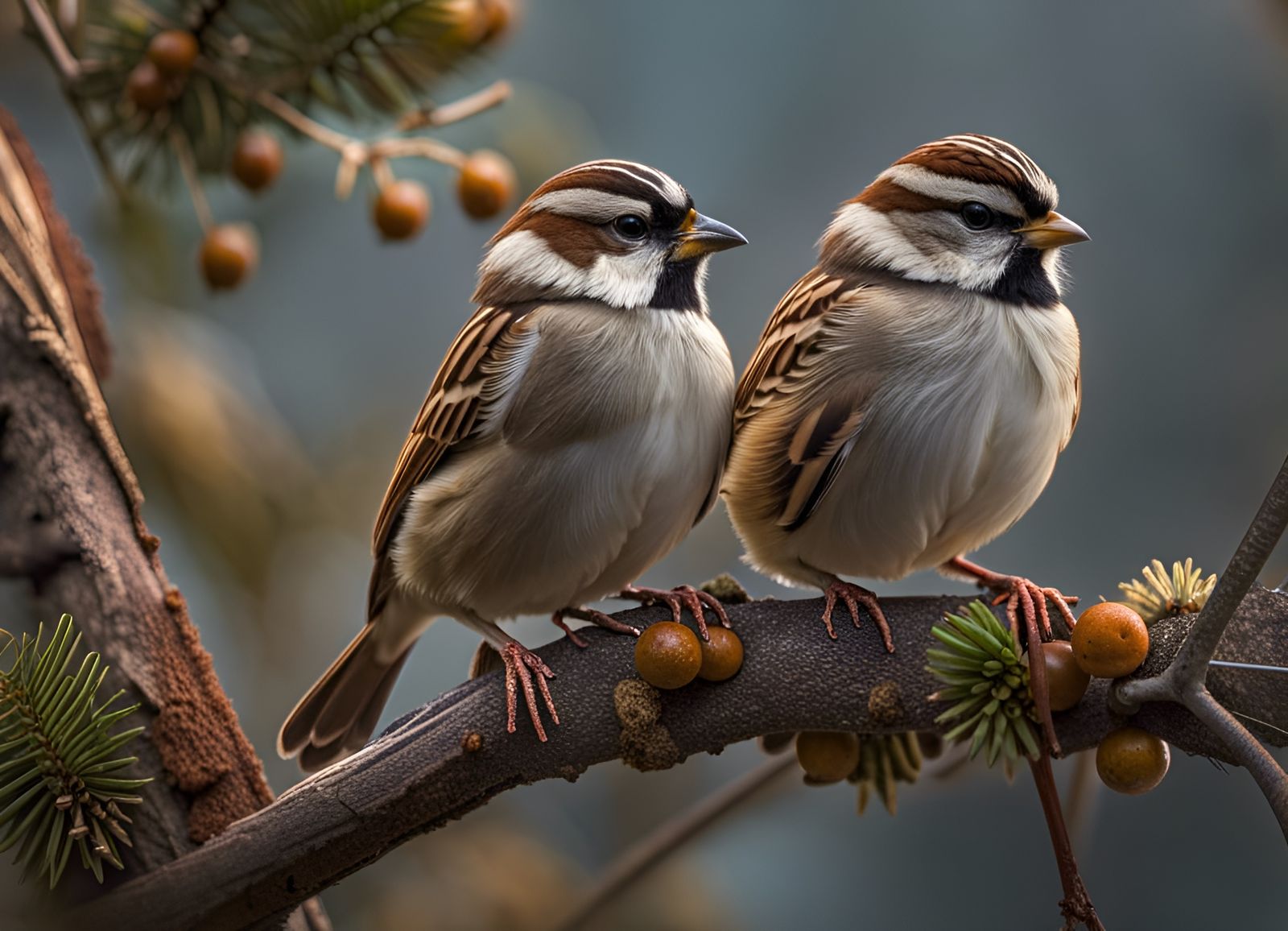 cute sparrows on a branch.
  by @Caleidoscope