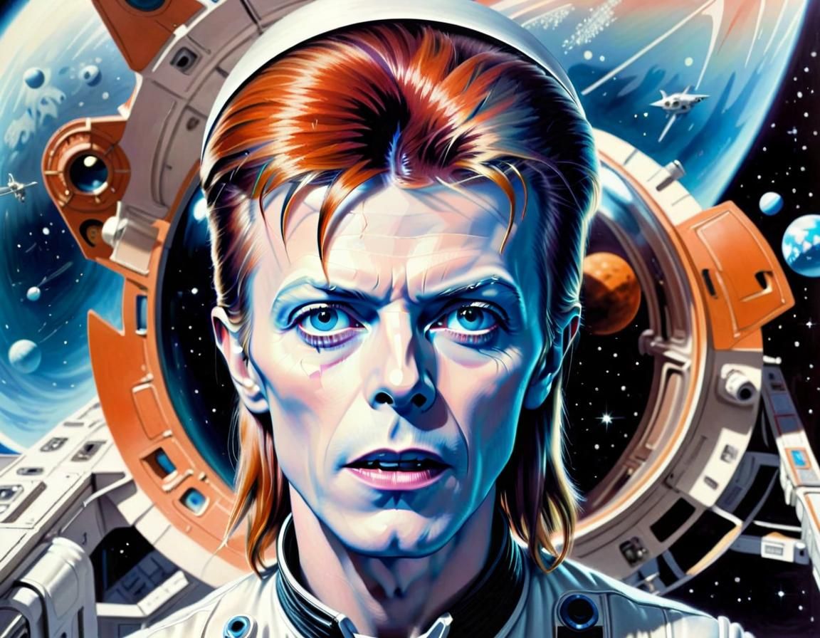"David Bowie", the thin white duke in a space station!