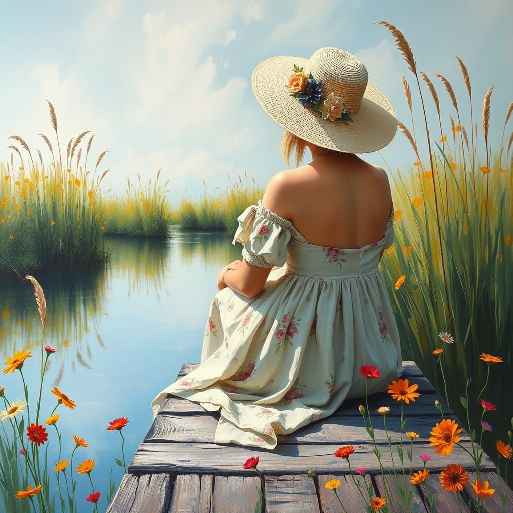 Serene Woman Lost in Tranquil Reflections