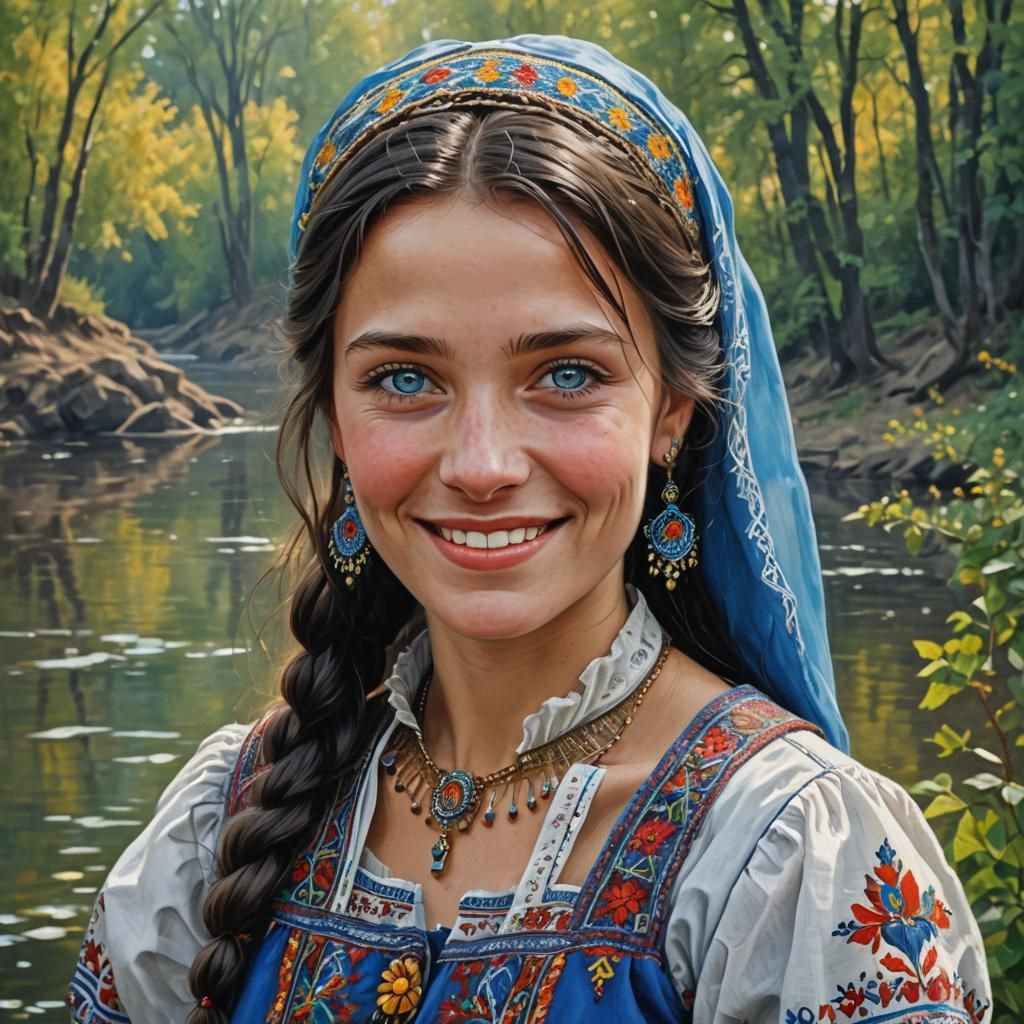 Anime Portrait: Ukrainian Woman in Studio Ghibli Style