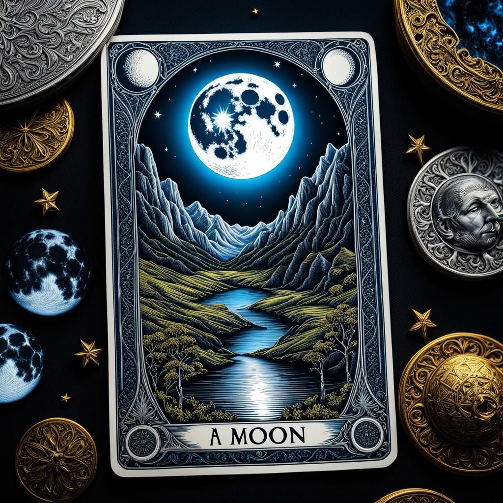 Tarot Card "The Moon" AI Generated Artwork NightCafe Creator