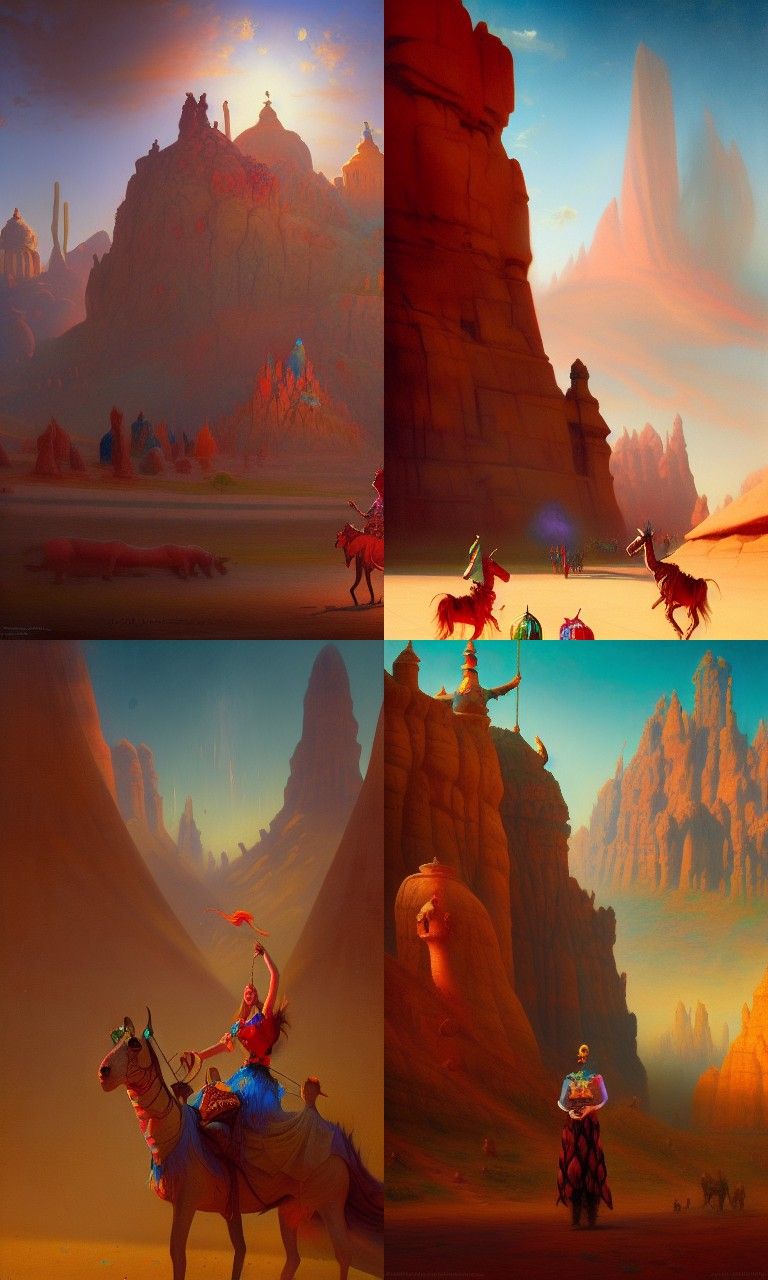 Whimsical Horrifying Circus in the Desert oil painting by Ja...