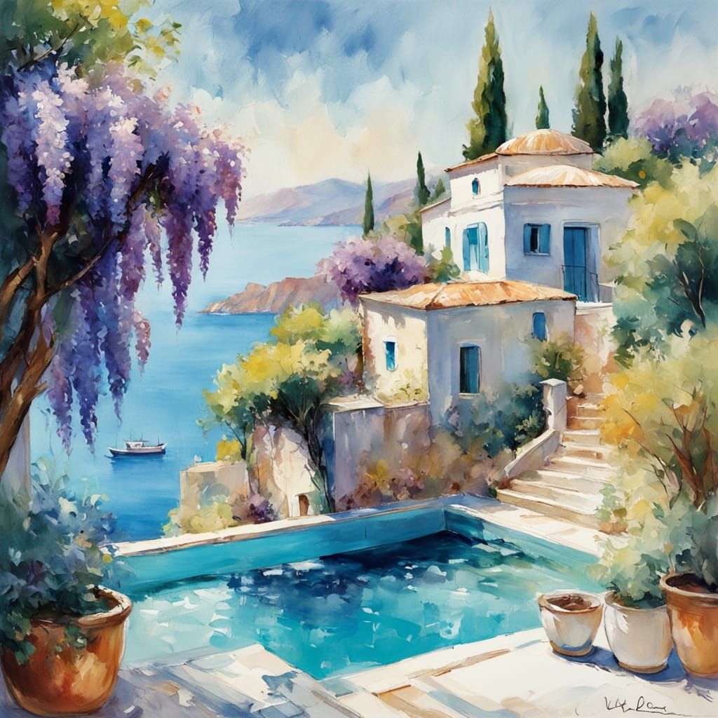 Serene Greek Sea  by @TravellerUK