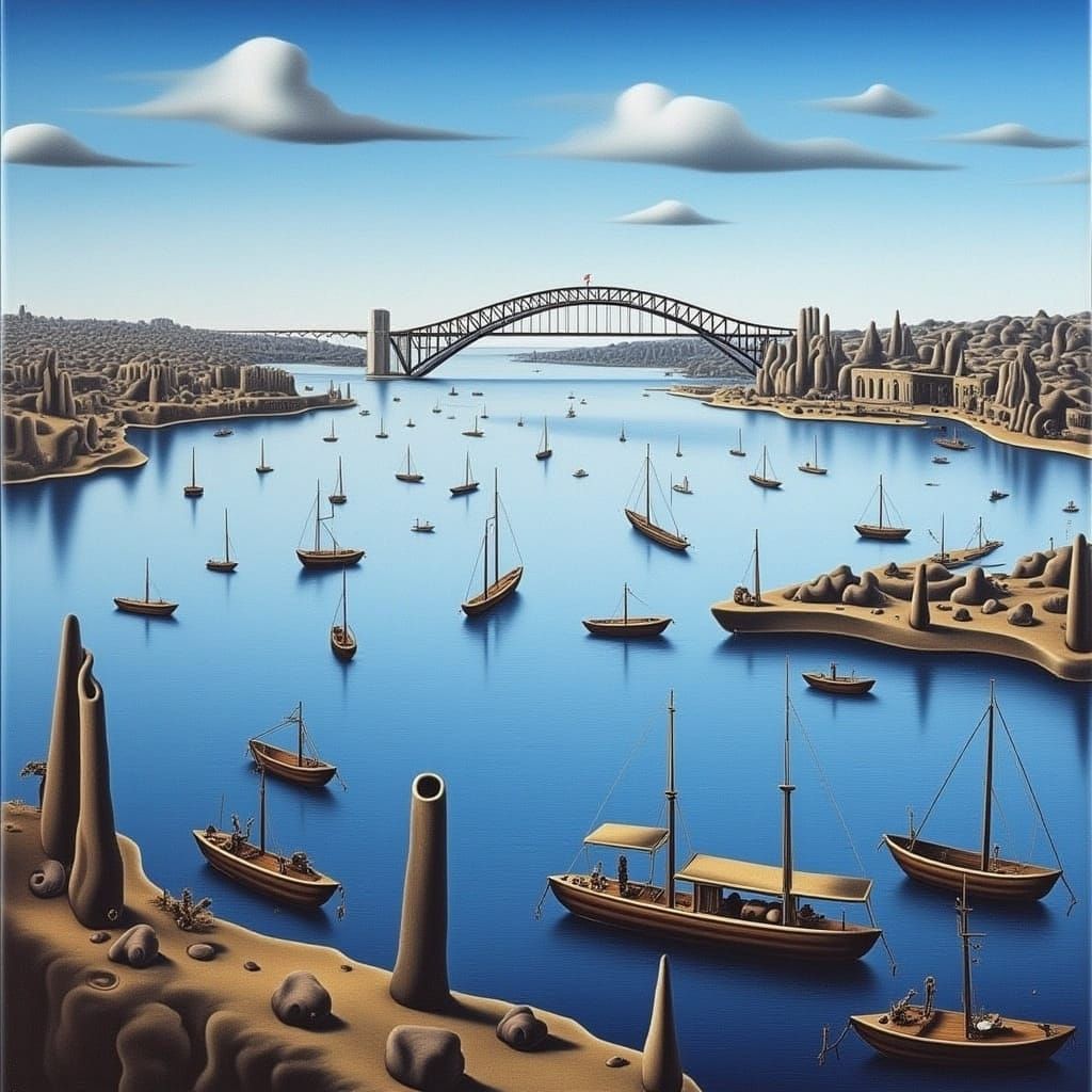 <lora:STRANGE WORLD:1.0> Sydney harbour