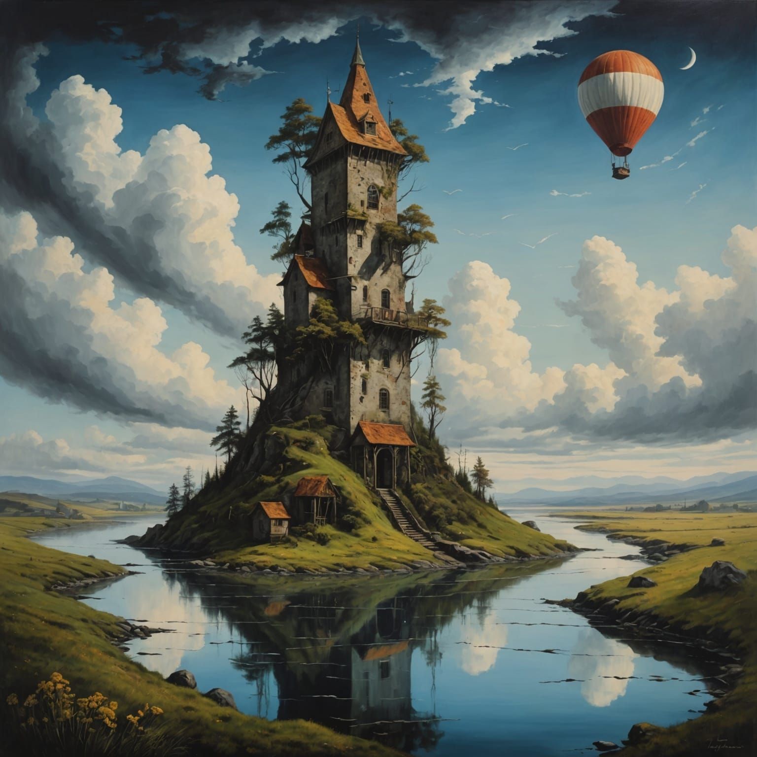 Surreal painting of a langsuir   by @R1n974