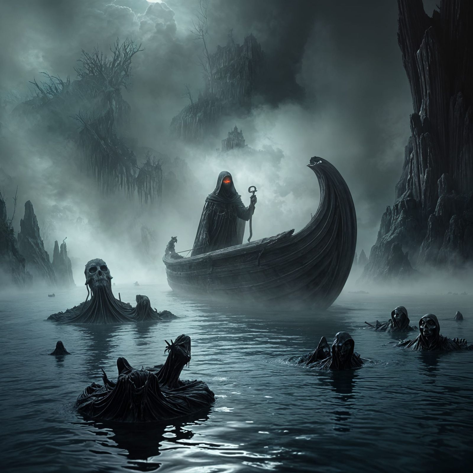 Charon and the river Styx   by @J-P