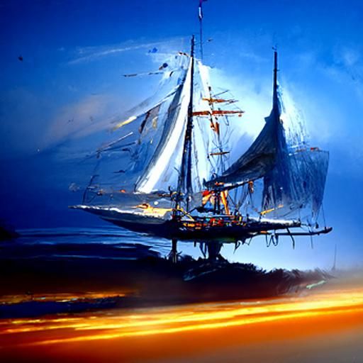 sailing ship at dawn