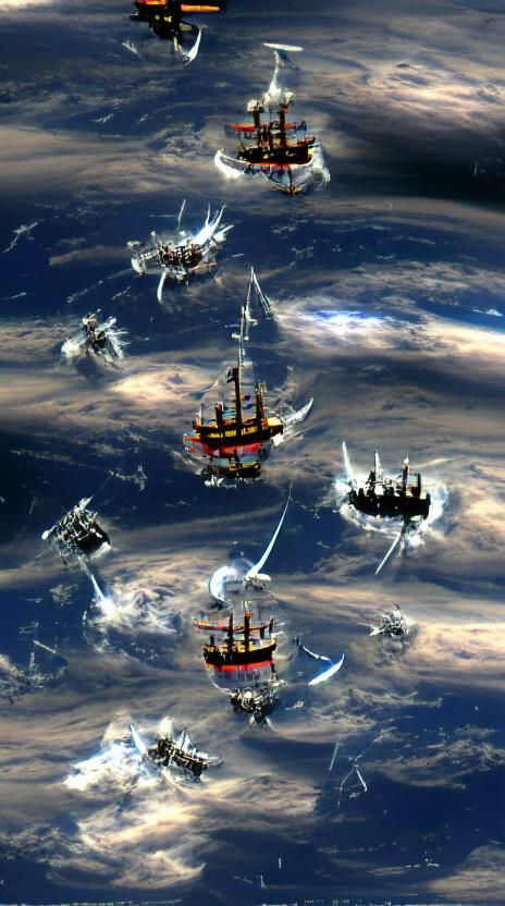 Space Pirate Ships Battle Above the Earth