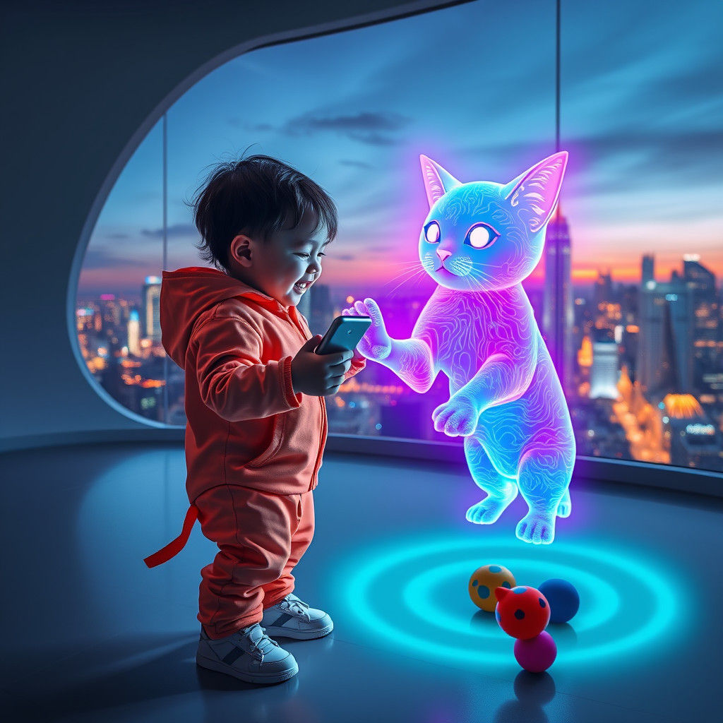 A high-tech futuristic toy called 'Holo-Pet'  by @Animal Alchemy