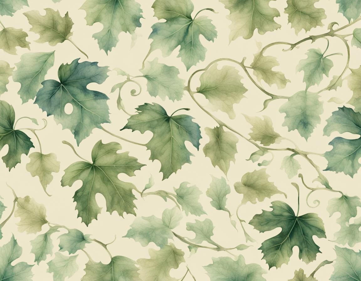 A very soft, delicate and faded watercolor image of green vi...
