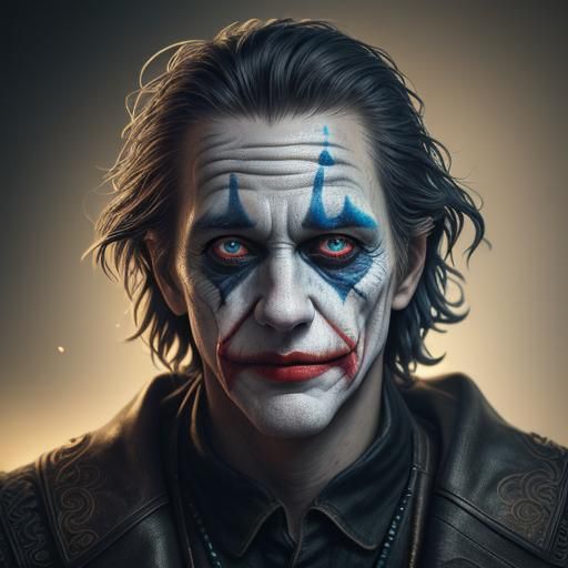Time-Worn Joker Close-Up in Hyper Photorealistic 3D