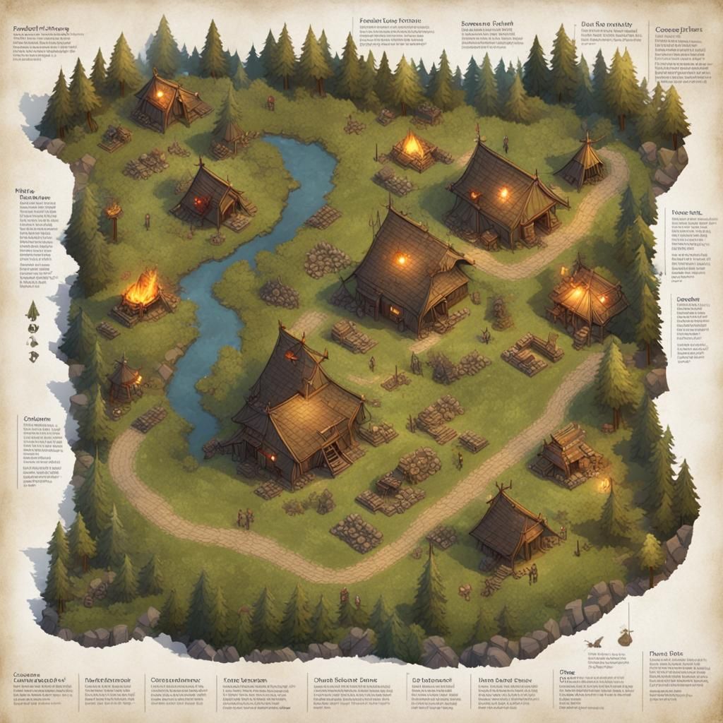 aerial view, battle map, medieval RPG art, road, caravan cam...