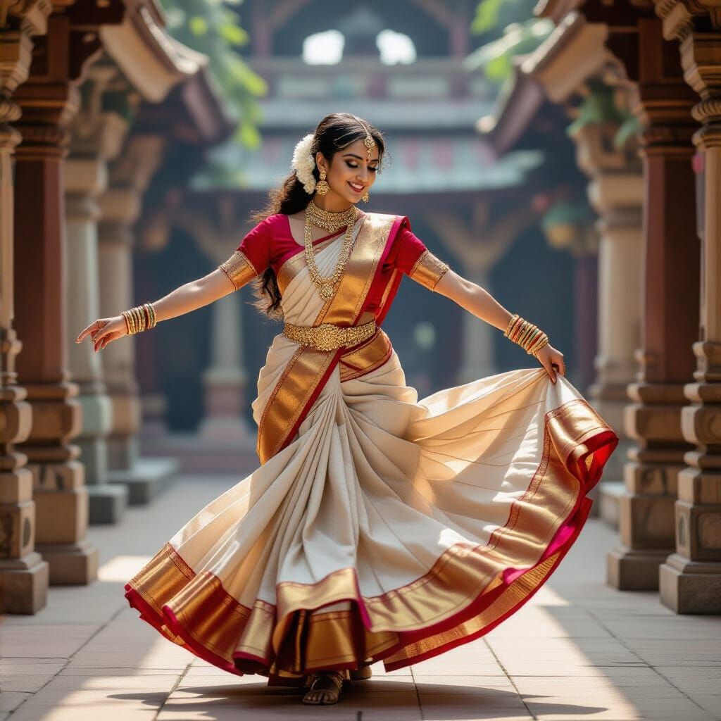 Elegant Woman Dances on Pencil Tip in Dreamy Fantasy Landsca...