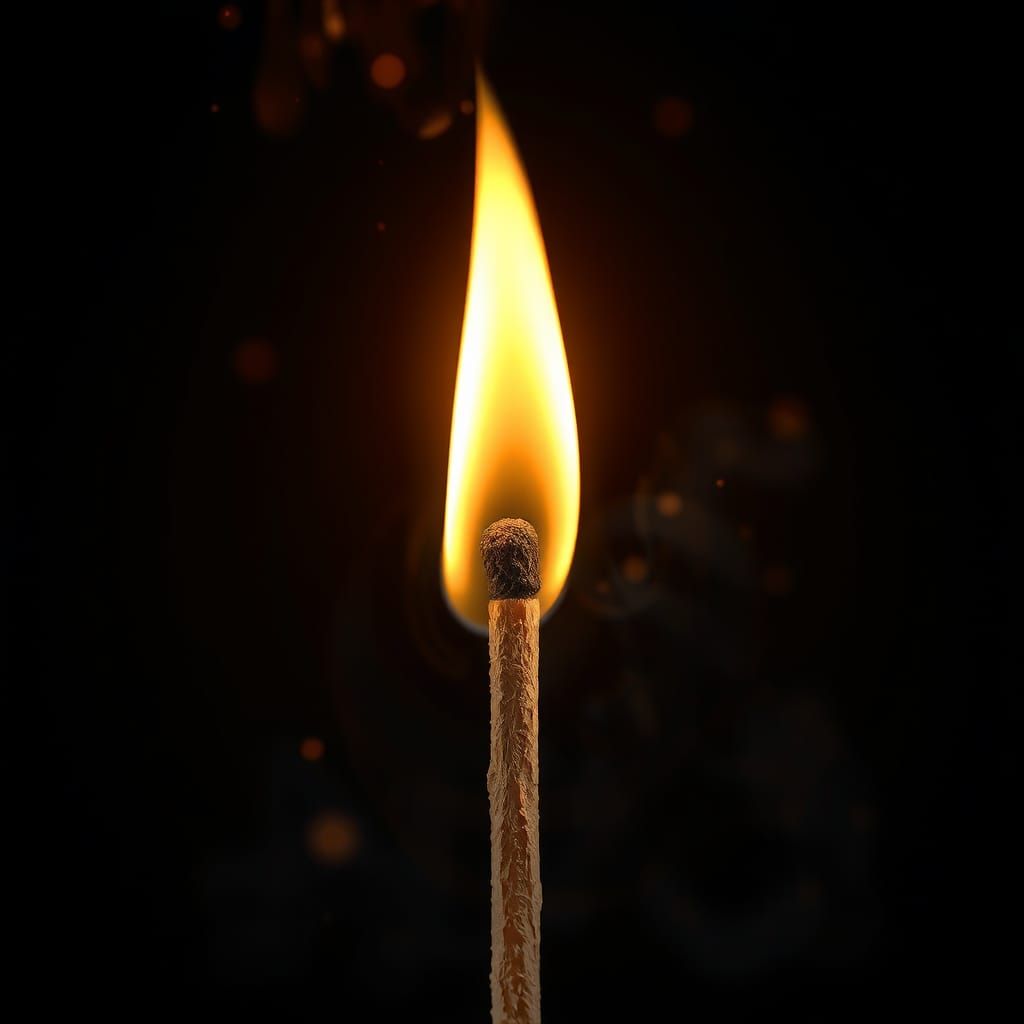 Photorealistic Burning Match in High Detail
