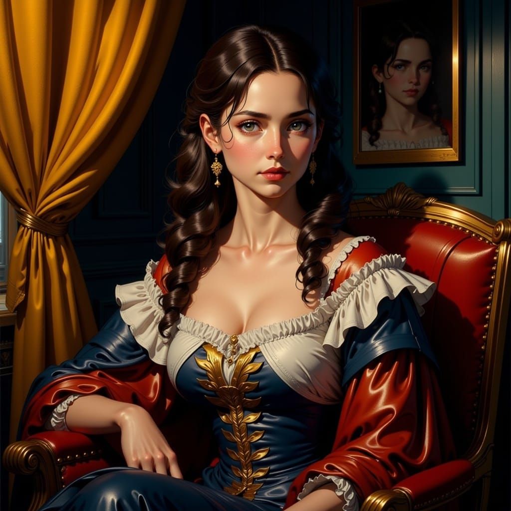 <lora:DarkSushiMix:1.0> oil portrait, Canaletto trending on Artstation triadic colors Unreal Engine charcoal and oil