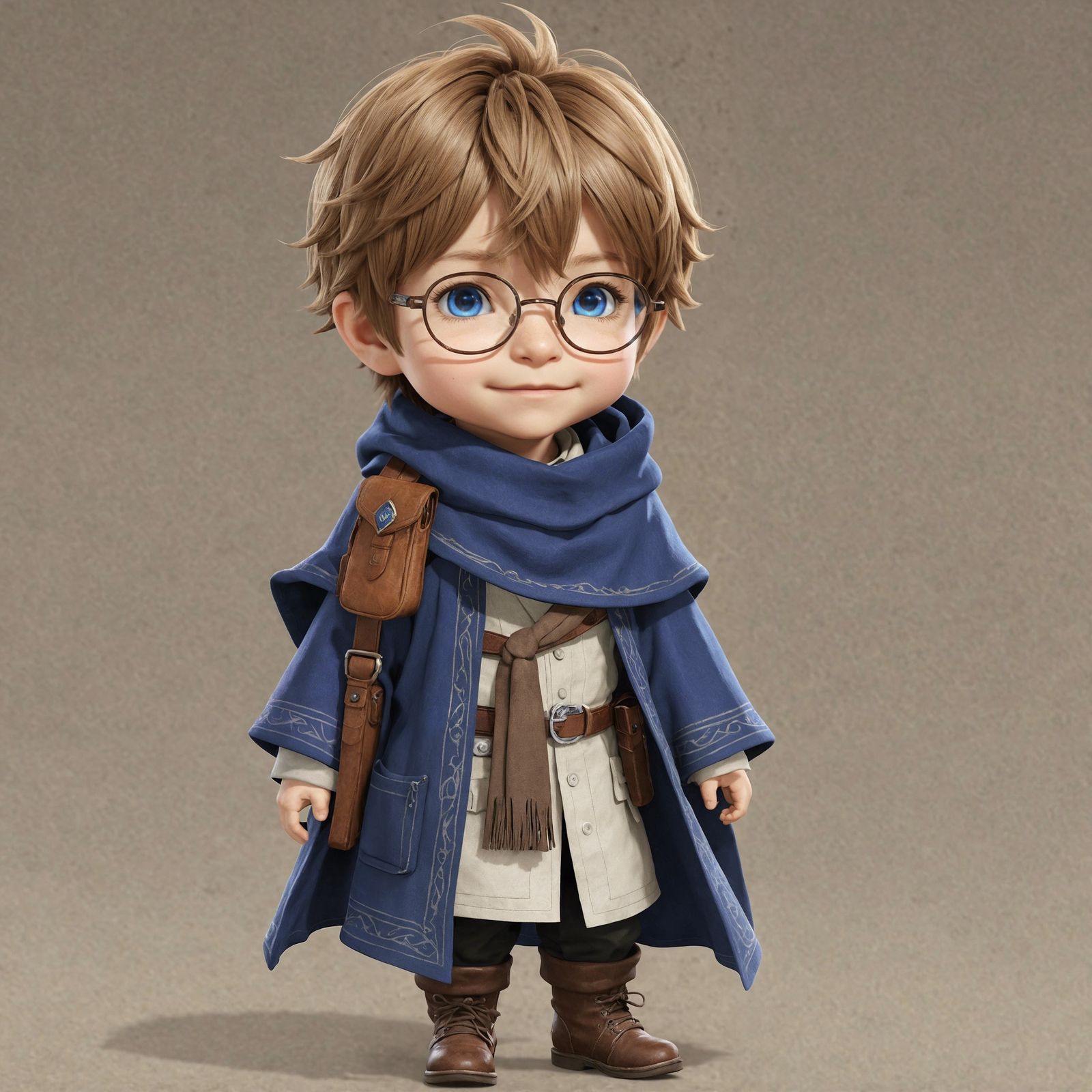 Final Fantasy XIV male Lalafell  with round glasses, a musta...