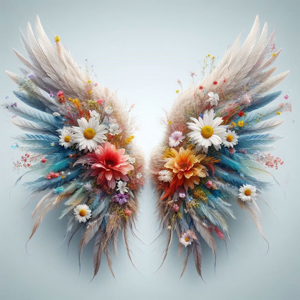 Angel Wings with Wildflowers