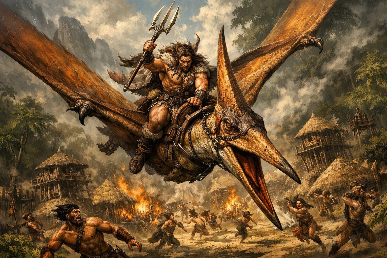 A Wild Barbarian on His Prehistoric Pteranodon Flyer!