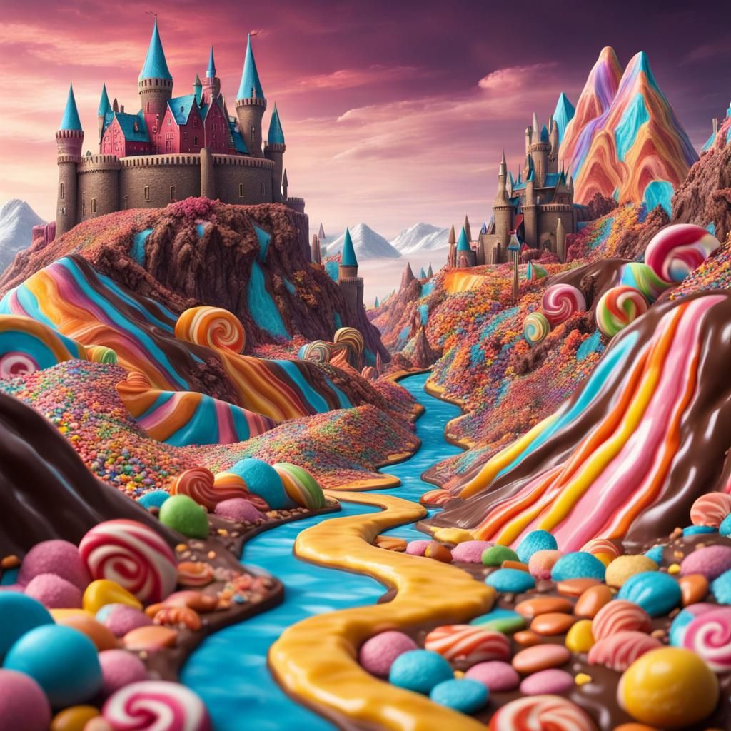 Candy Valley. Where the rivers are soft toffee, the castles chocloate, and the mountains marzipan.  by @Phaedrus