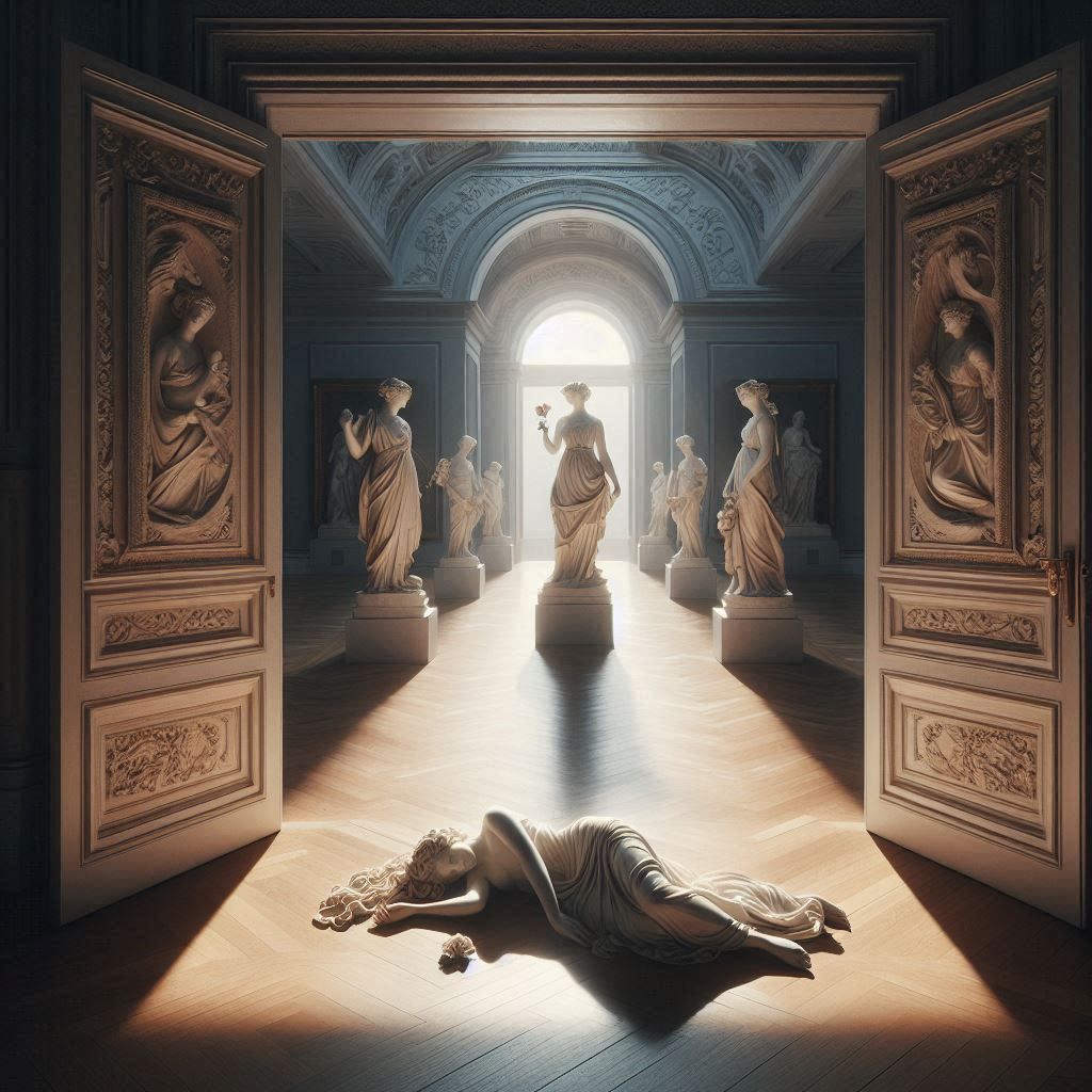 Marble statue with rose