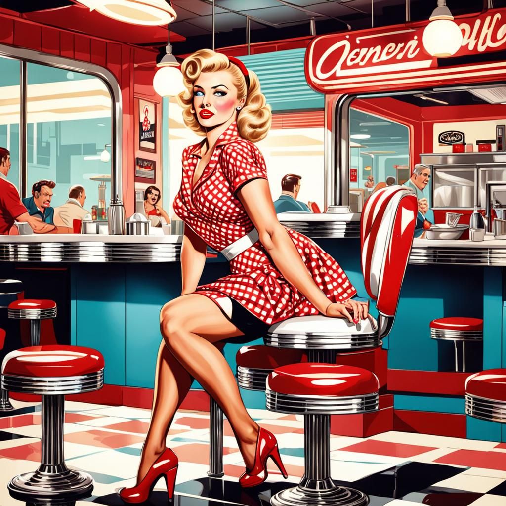 Pinup Girl in Pop Art Diner