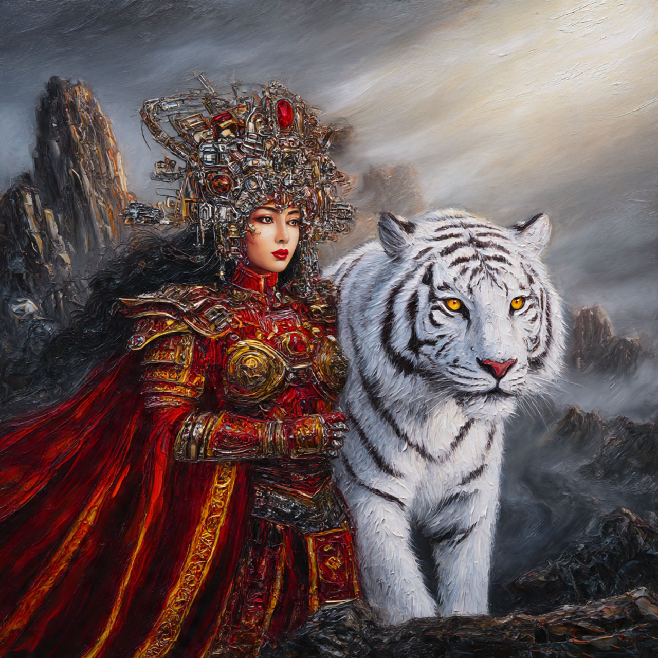 warrior and white tiger