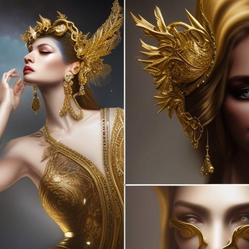very extravagant crown in gold and precious stones.  Magical...