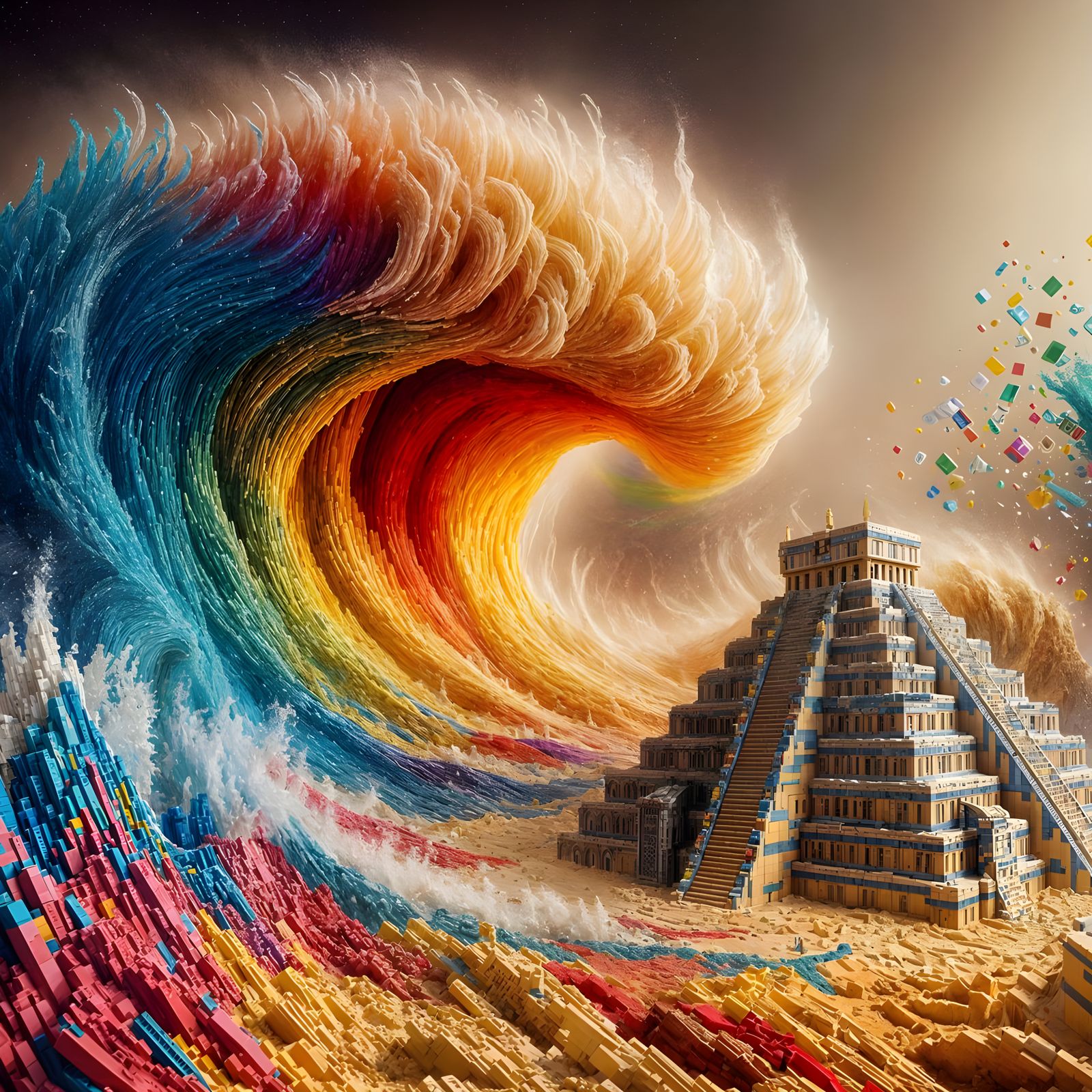 π Lego Tidal Wave of Sand-5 Threatens Egyptian Pyramids