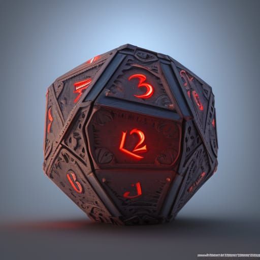 Wooden d20, cursed, evil, glowing, hyperdetailed, blood, 1