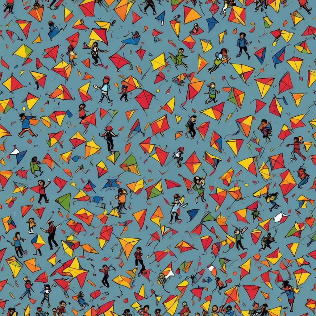 Distorted Reality: Children Launching Colorful Kites