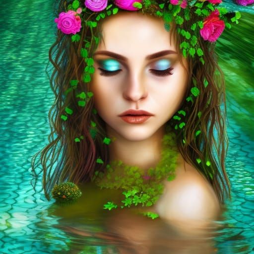 Dryad in a pool of water