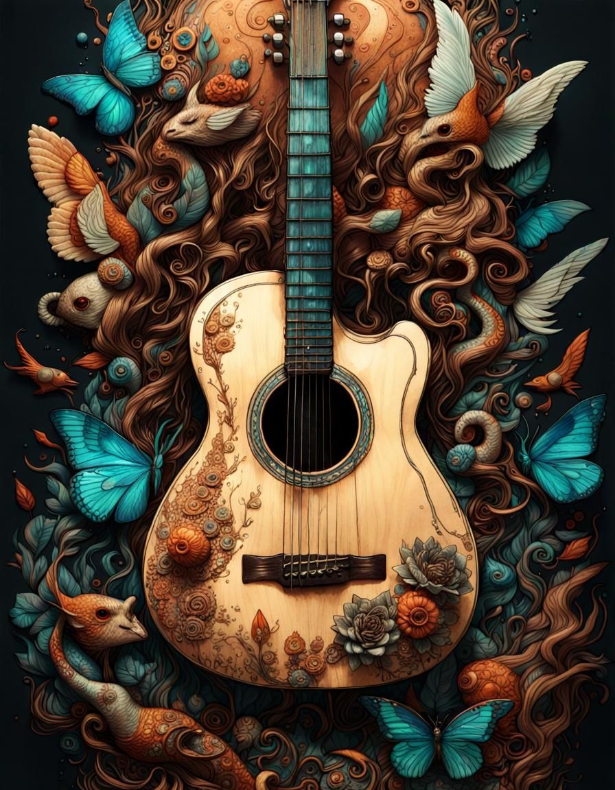 ACOUSTIC GUITAR ART 8 - AI Generated Artwork - NightCafe Creator