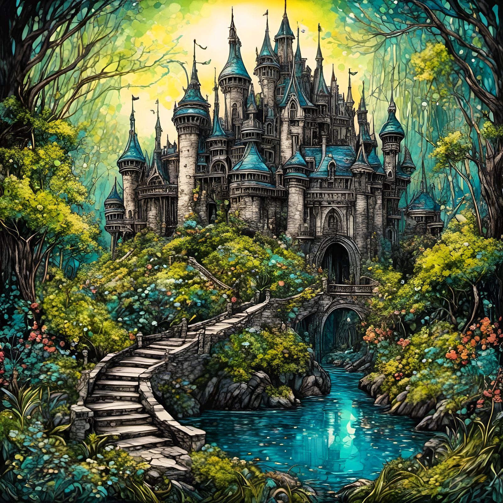 Sparklecore, Intricate fantasy castle, fantasy landscape, Sharp ...