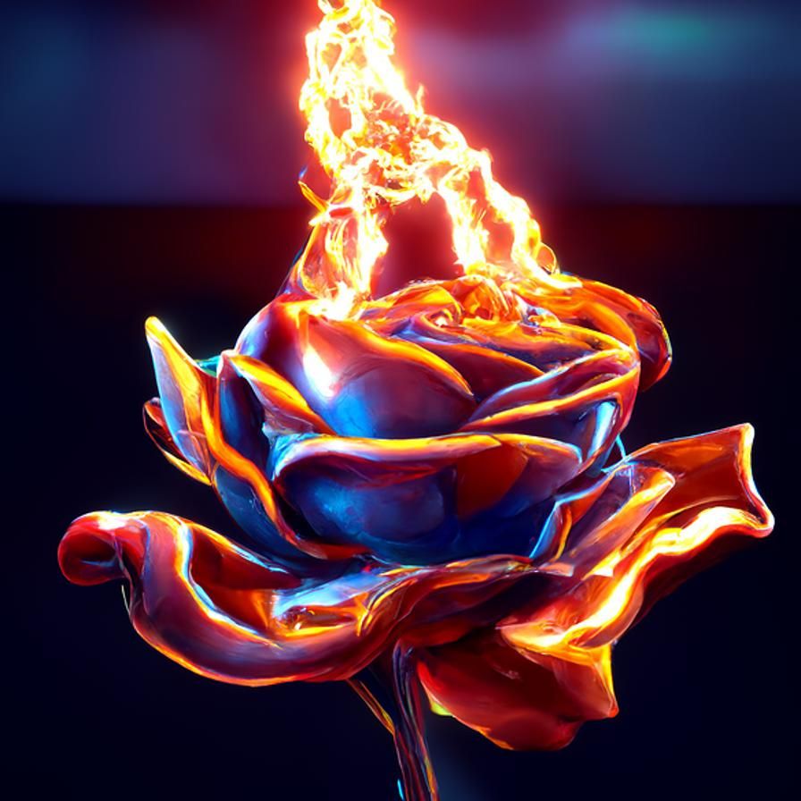Photorealistic Flaming Rose in Hyperrealism Style